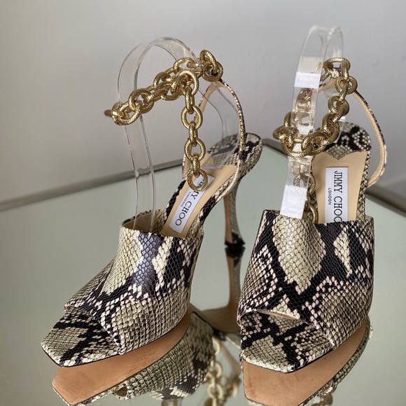 New Jimmy Choo Off-White Snake Sae 90 Sandals 39 $895 - Picture 7 of 13